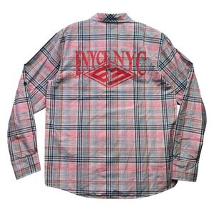 ENYCE Shirt Mens Large Plaid Spell Out Y2K Preppy Academia Hip Hop Streetwear